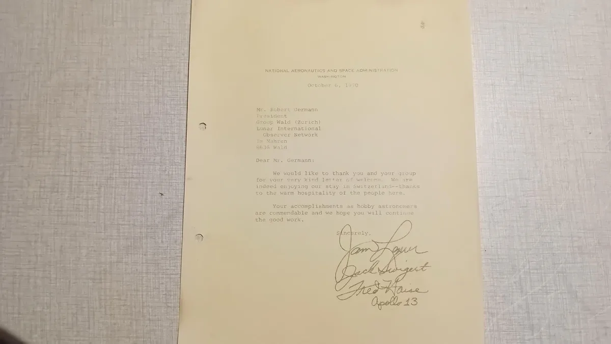 Brief der Astronauten der Nasa.